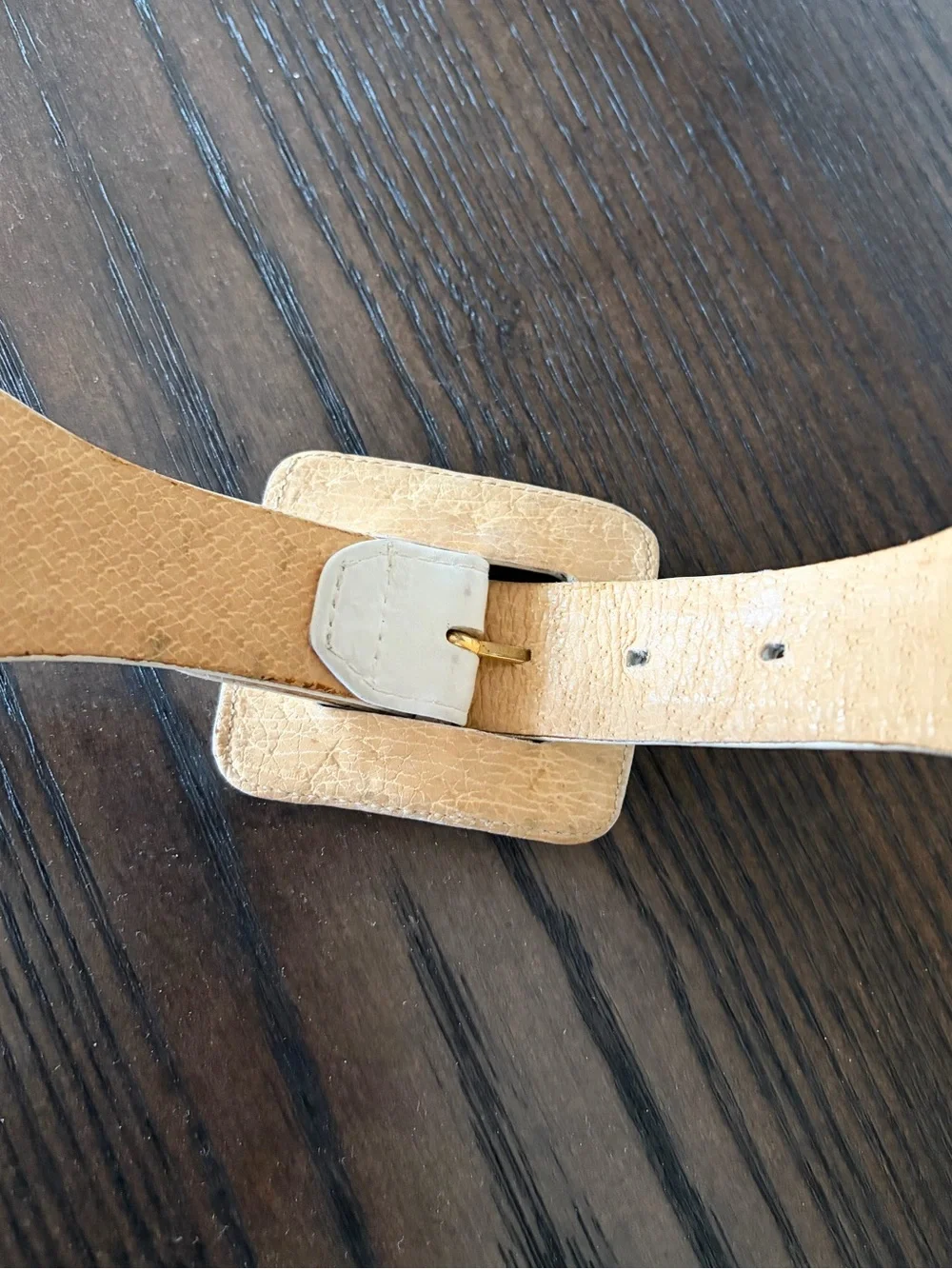 Yves Saint Laurent Vintage 90s Y2K White Leather Gold Studded Waist Belt Small S - Picture 5 of 6